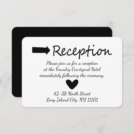 Zwart-Wit Bruiloftsfeest Hart En Pijl Kaart (Voorkant / Achterkant)