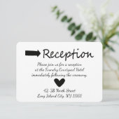 Zwart-Wit Bruiloftsfeest Hart En Pijl Kaart (Staand voorkant)