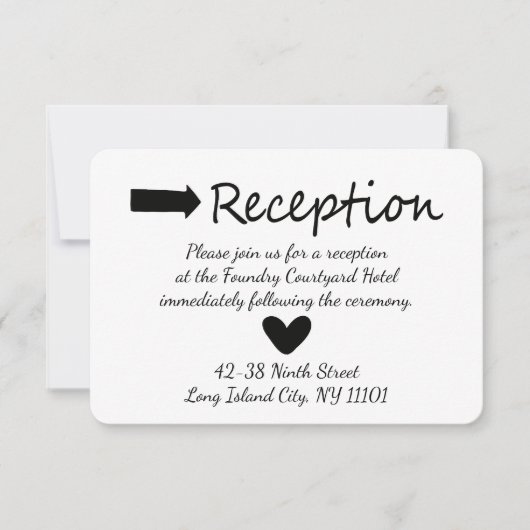 Zwart-Wit Bruiloftsfeest Hart En Pijl Kaart (Voorkant)