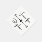 Zwart-wit bruiloftshart en liefdespijlen servetten (Hoek)