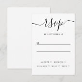 Zwart-wit bruiloftsreactie | Elegant Schrift RSVP Kaartje (Voorkant / Achterkant)