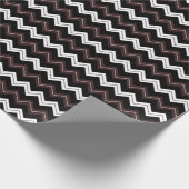 Zwart Wit Bruin Chevron Streep Cadeaupapier (Hoek)