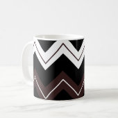 Zwart Wit Bruin Chevron Streep Koffiemok (Voorkant links)