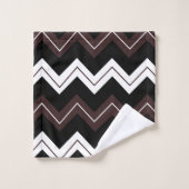 Zwart Wit Bruin Chevron Streep Patroon Bad Handdoek (Wasdoekje)