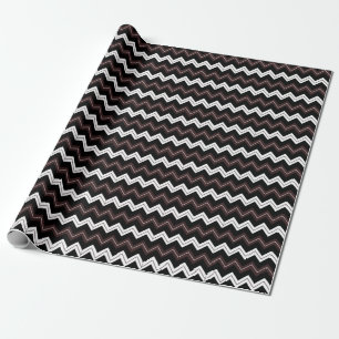 Zwart Wit Bruin Chevron Streep Patroon Cadeaupapier