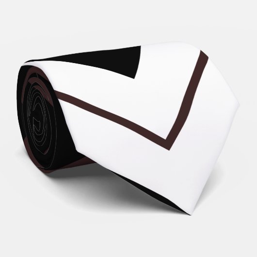 Zwart Wit Bruin Chevron Streep Patroon Stropdas (Opgerold)