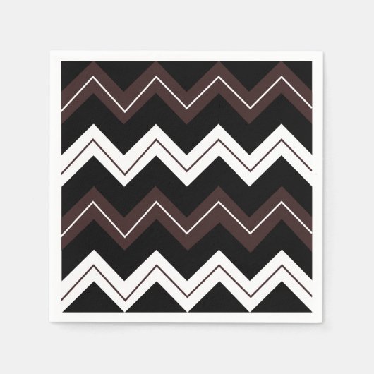 Zwart Wit Bruin Chevron Streep Servet (Voorkant)