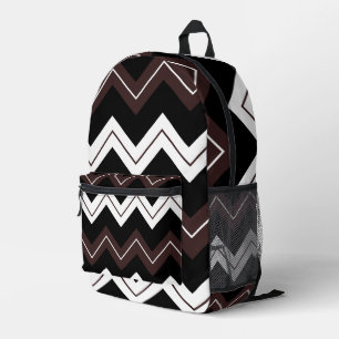 Zwart Wit Bruin Chevron Streeppatroon Bedrukte Rugzak