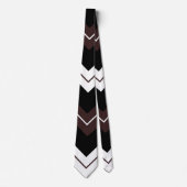 Zwart Wit Bruin Chevron Streeppatroon Stropdas (Voorkant)