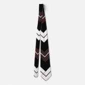Zwart Wit Bruin Chevron Streeppatroon Stropdas (Achterkant)