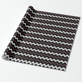 Zwart Wit Bruin Chevron Stripe Cadeaupapier
