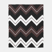 Zwart Wit Bruin Chevron Stripe Fleece Deken (Voorkant)