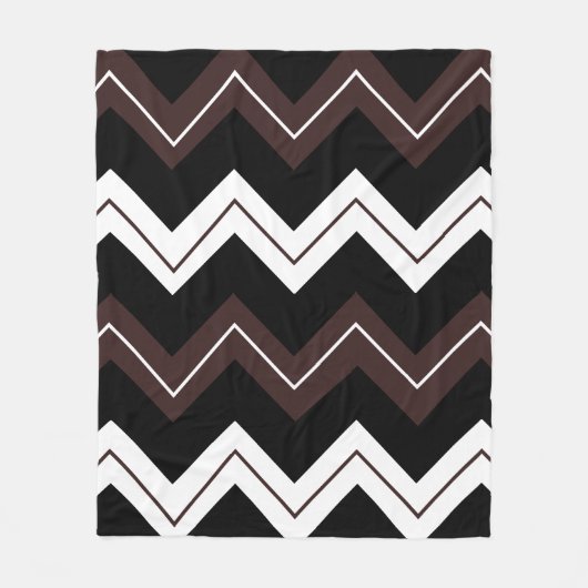Zwart Wit Bruin Chevron Stripe Fleece Deken (Voorkant)