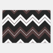 Zwart Wit Bruin Chevron Stripe Inpakpapier Vel (Voorkant)