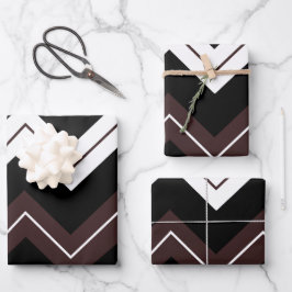 Zwart Wit Bruin Chevron Stripe Inpakpapier Vel
