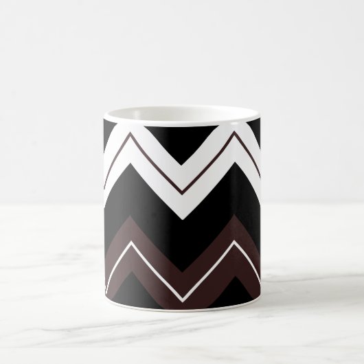 Zwart Wit Bruin Chevron Stripe Koffiemok (Center)