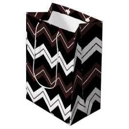 Zwart Wit Bruin Chevron Stripe Medium Cadeauzakje