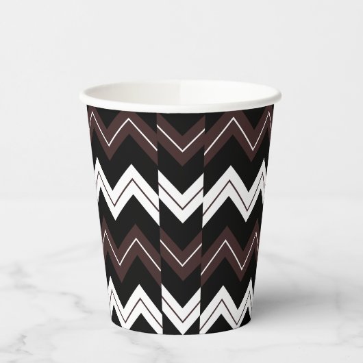 Zwart Wit Bruin Chevron Stripe Papieren Bekers (Links)