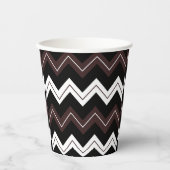 Zwart Wit Bruin Chevron Stripe Papieren Bekers (Voorkant)