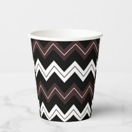 Zwart Wit Bruin Chevron Stripe Papieren Bekers