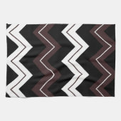 Zwart Wit Bruin Chevron Stripe Theedoek (Horizontaal)