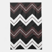 Zwart Wit Bruin Chevron Stripe Theedoek (Verticaal)