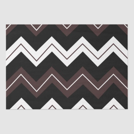 Zwart Wit Bruin Chevron Stripe Tissuepapier (Voorkant)