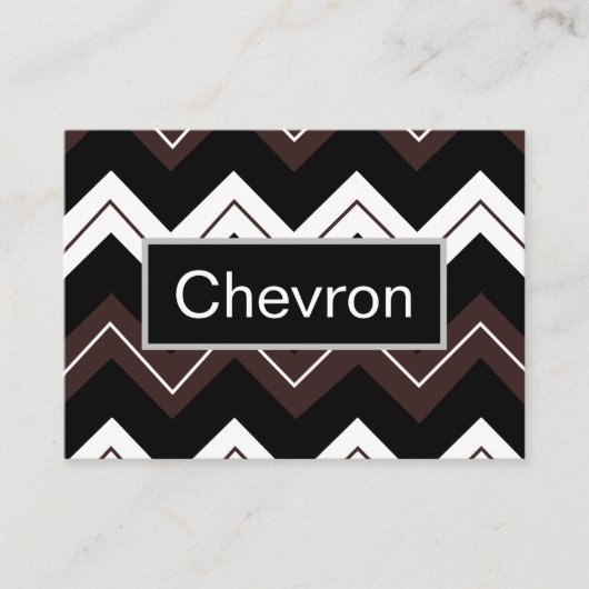 Zwart Wit Bruin Chevron Stripe Visitekaartje (Voorkant)