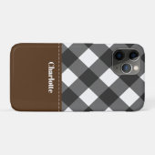 Zwart Wit Bruin Gepersonaliseerde Plaid Case-Mate iPhone Case (Achterkant (horizontaal))