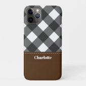 Zwart Wit Bruin Gepersonaliseerde Plaid Case-Mate iPhone Case (Achterkant)