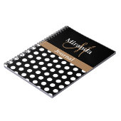 Zwart Wit Bruin Monogram Script Polka Dot Notitieboek (Linkerzijde)