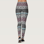 Zwart-wit bruin patchwork kant leggings (Achterkant)
