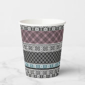 Zwart-wit bruin patchwork kant papieren bekers (Links)