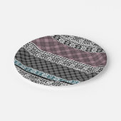 Zwart-wit bruin patchwork kant papieren bordje (Gekanteld)