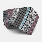 Zwart-wit bruin patchwork kant stropdas (Opgerold)