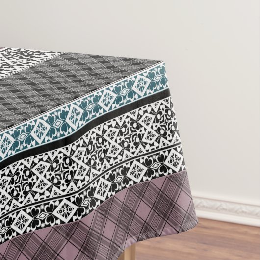 Zwart-wit bruin patchwork kant tafelkleed (Voorbeeld)