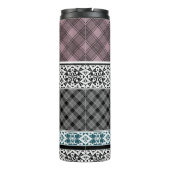 Zwart-wit bruin patchwork kant thermosbeker (Achterkant)