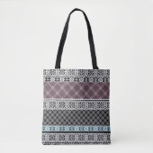 Zwart-wit bruin patchwork kant tote bag (Voorkant)