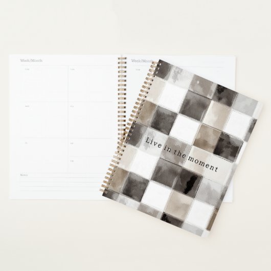 Zwart Wit Bruine Vierkanten Planner (Display)
