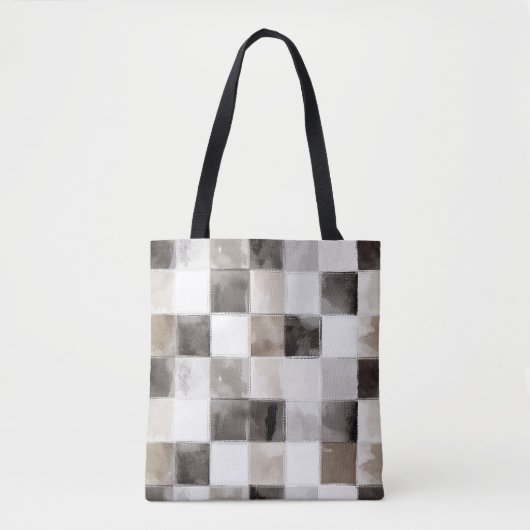 Zwart Wit Bruine Vierkanten Tote Bag (Voorkant)