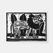 Zwart-wit brullende Leeuw Lino Cut Deurmat (Voorkant)
