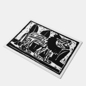 Zwart-wit brullende Leeuw Lino Cut Deurmat (Schuin)