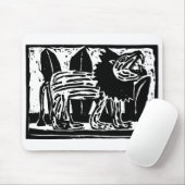 Zwart-wit brullende Leeuw Lino Cut Muismat (Met muis)