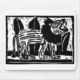 Zwart-wit brullende Leeuw Lino Cut Muismat