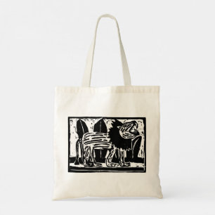 Zwart-wit brullende Leeuw Lino Cut Tote Bag