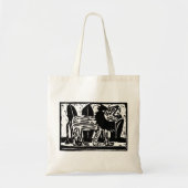 Zwart-wit brullende Leeuw Lino Cut Tote Bag (Voorkant)