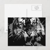 Zwart & wit brullende tijger briefkaart (Voorkant / Achterkant)