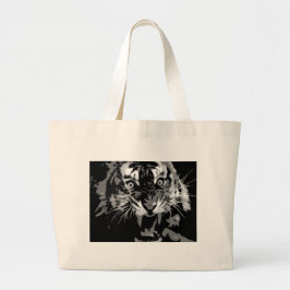 Zwart & wit brullende tijger grote tote bag