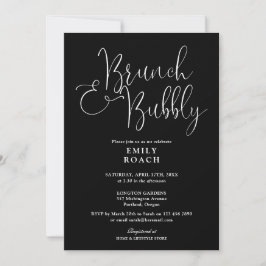 Zwart-Wit Brunch En Bruisende Bruidsmeisjeslunch Kaart