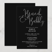 Zwart-wit brunch en bubbelig Vrijgezellenfeest Kaart (Voorkant / Achterkant)